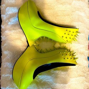 Neon spike platform heels